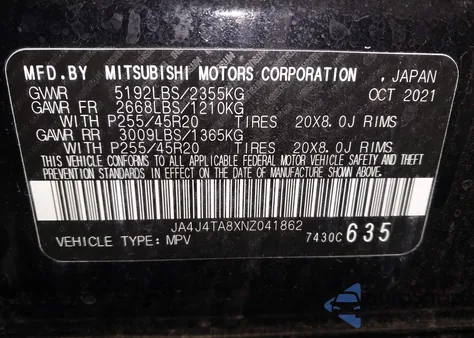 2022 Mitsubishi Outlander Es 2.5 S-Awc z USA, uszkodzony, nr VIN JA4J4TA8XNZ041862